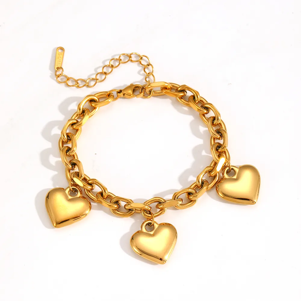 Elegant Lady Streetwear Heart Shape Titanium Steel 18K Gold Plated Women's Bracelets display picture 8