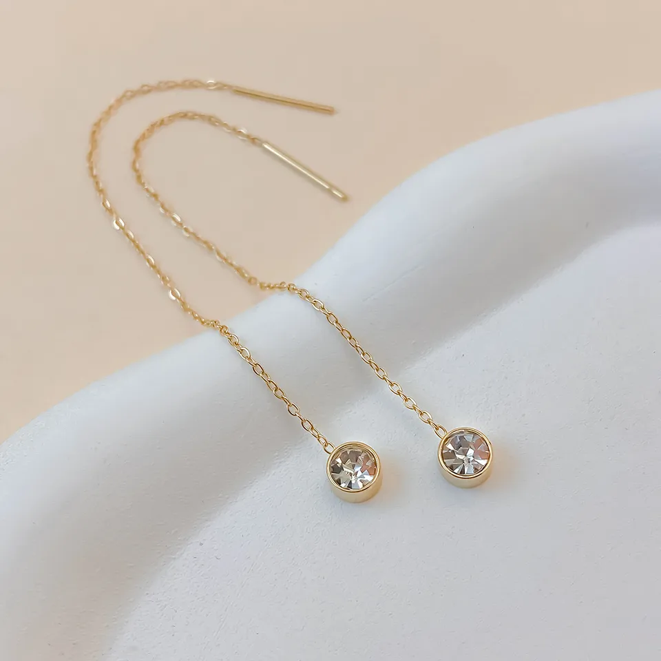 1 Pair Glam Luxurious Romantic Solid Color 304 Stainless Steel Threader Earrings display picture 1