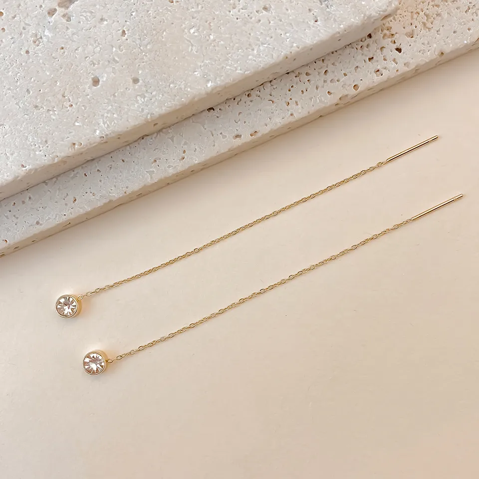 1 Pair Glam Luxurious Romantic Solid Color 304 Stainless Steel Threader Earrings display picture 6