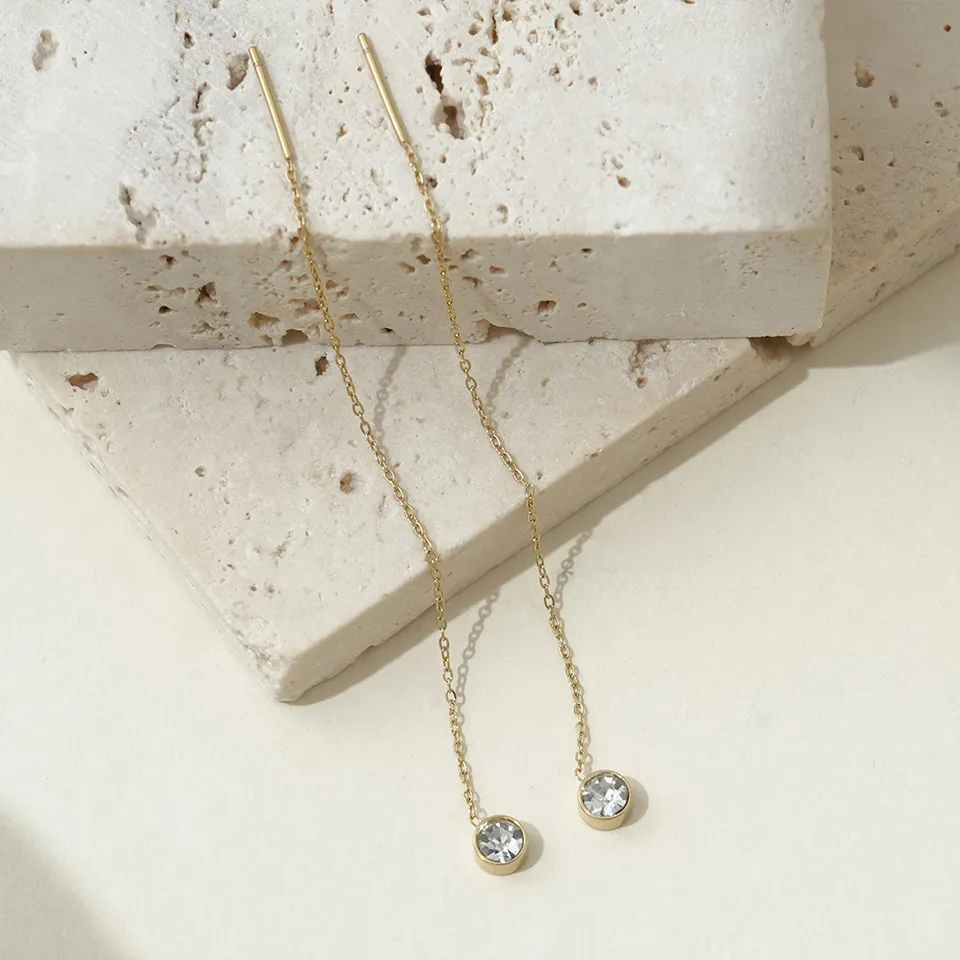 1 Pair Glam Luxurious Romantic Solid Color 304 Stainless Steel Threader Earrings display picture 7