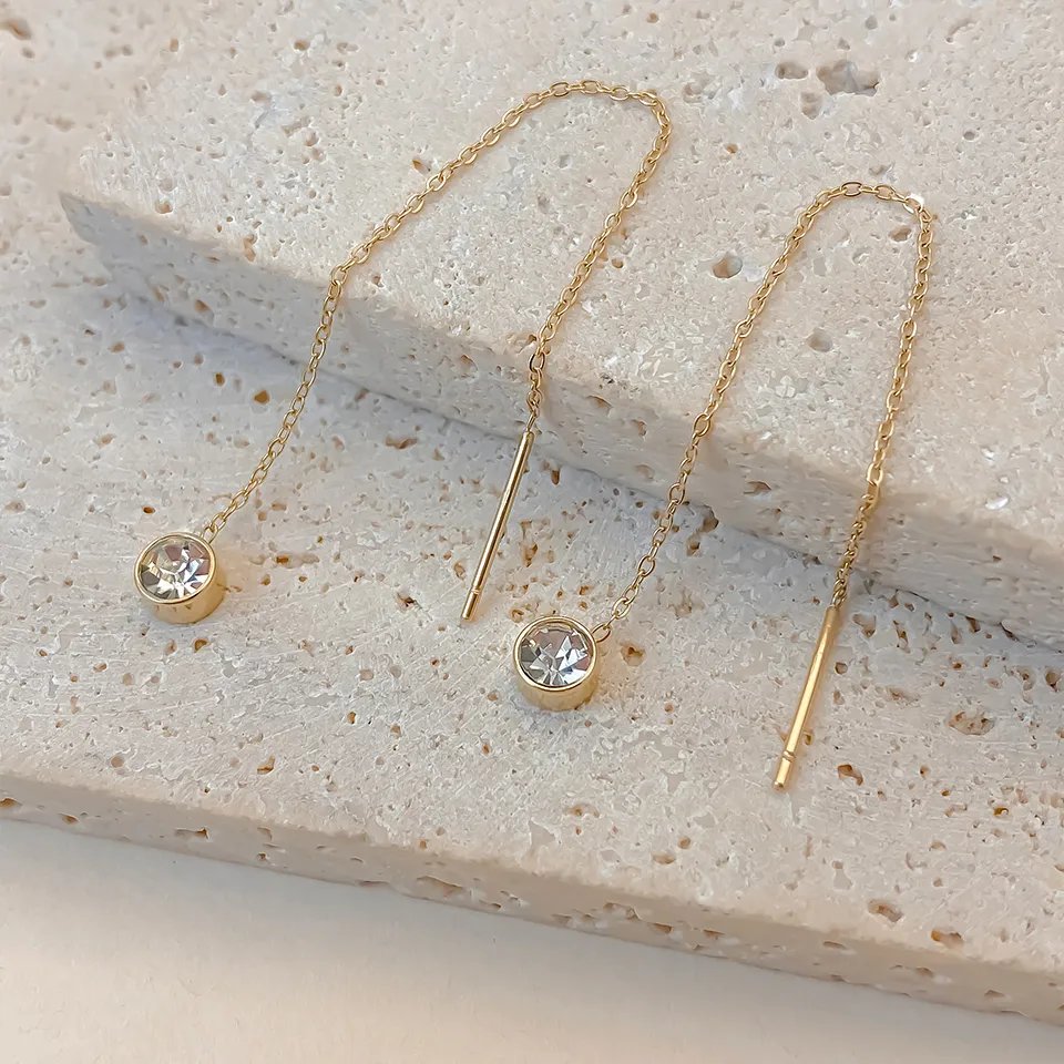 1 Pair Glam Luxurious Romantic Solid Color 304 Stainless Steel Threader Earrings display picture 8