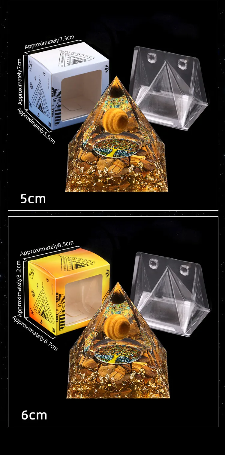 Retro Classic Style Pyramid Resin Epoxy Gravel Crystal Pyramid Decoration Artificial Decorations display picture 2
