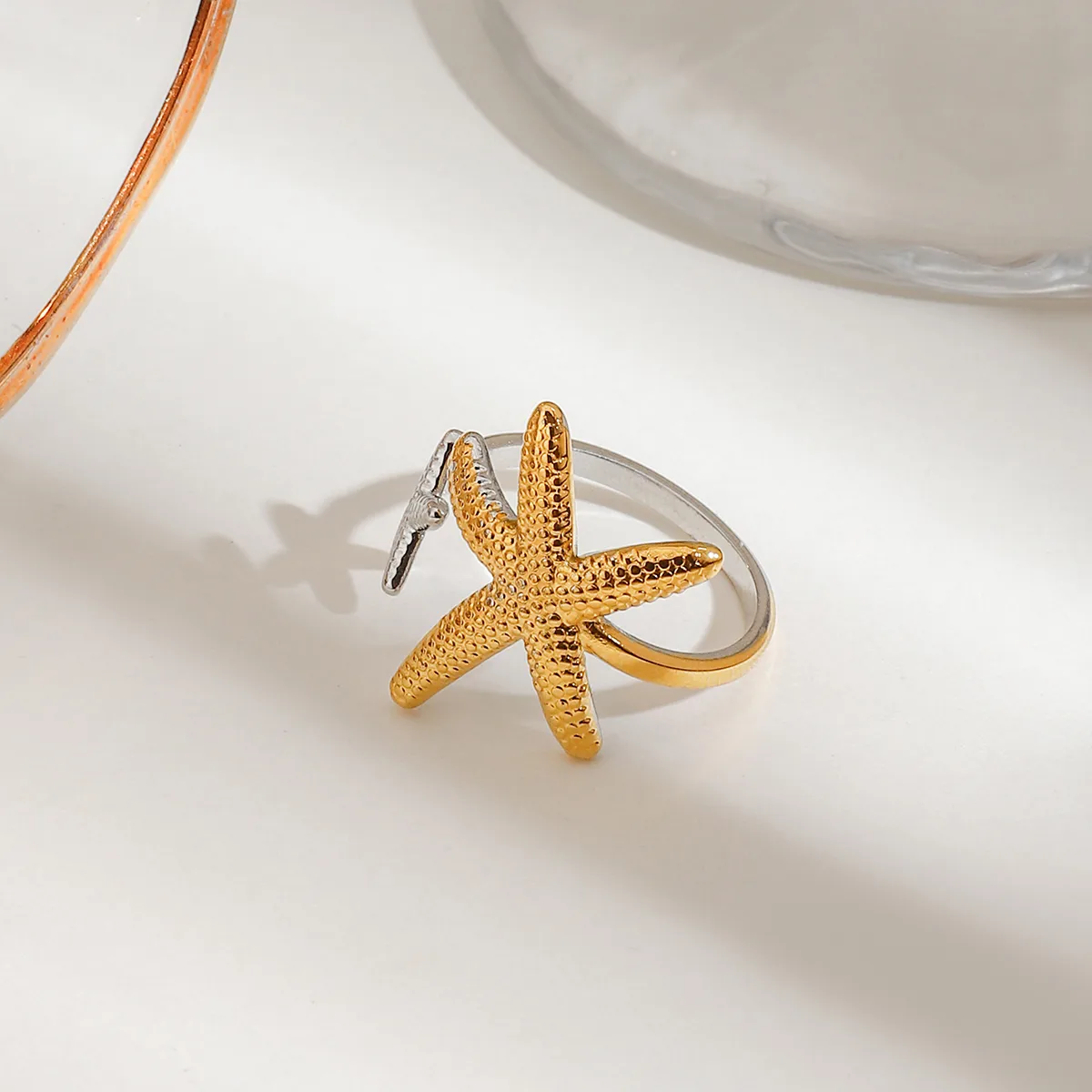 Basic Beach Simple Style Geometric Starfish 316 Stainless Steel  Women's Open Rings Rings display picture 7