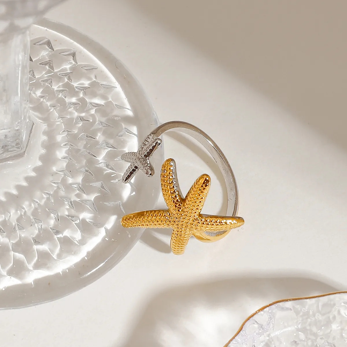 Basic Beach Simple Style Geometric Starfish 316 Stainless Steel  Women's Open Rings Rings display picture 4