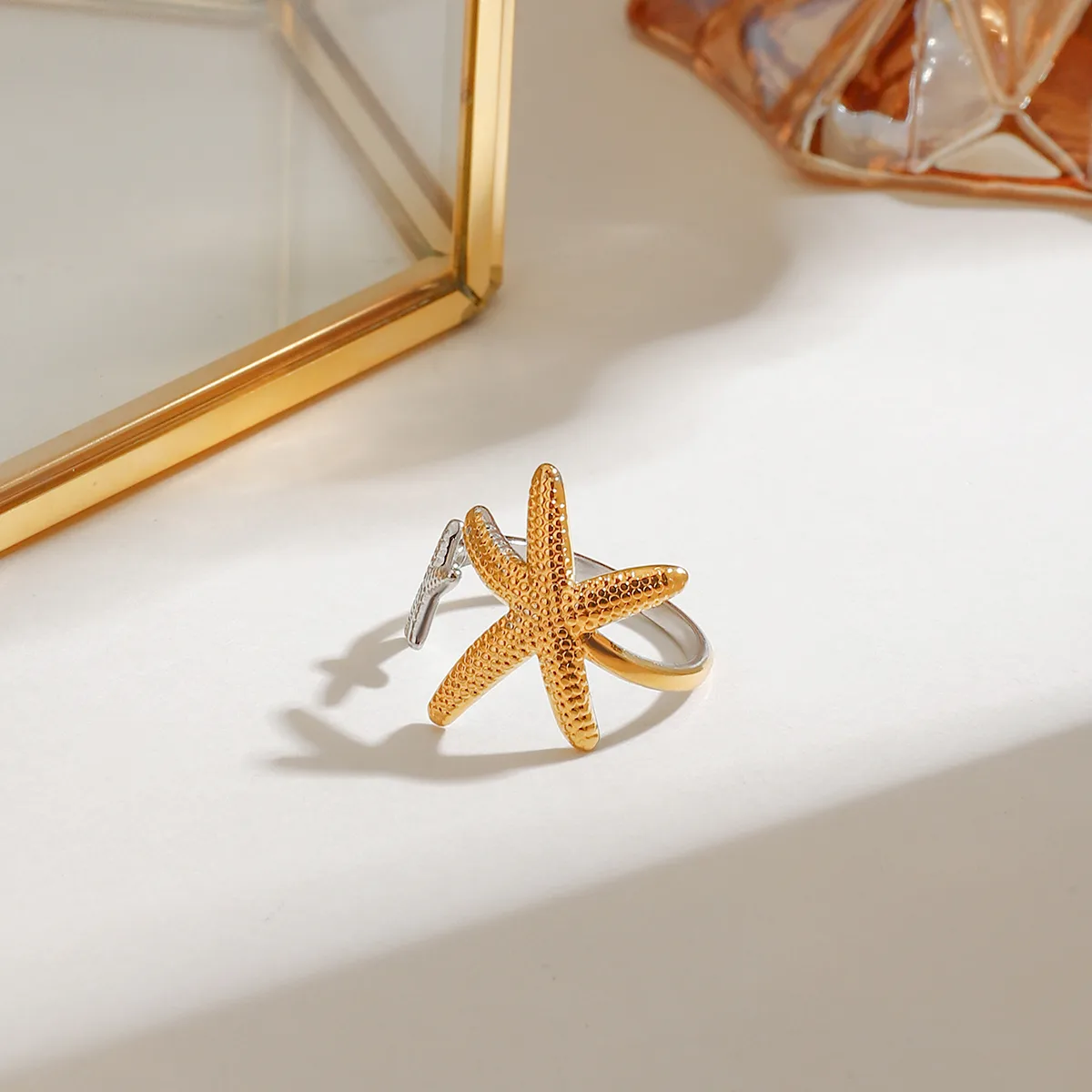 Basic Beach Simple Style Geometric Starfish 316 Stainless Steel  Women's Open Rings Rings display picture 6