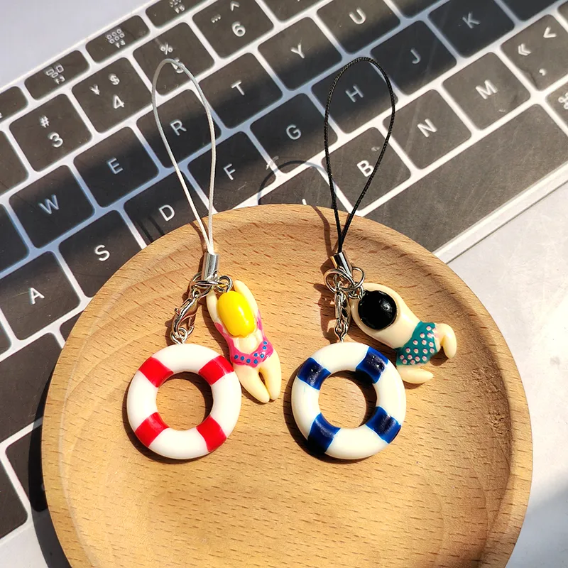 1 Piece Cute Multicolor Alloy Resin Unisex Stretch Adjustable Bag Pendant Mobile Phone Chain Keychain display picture 1