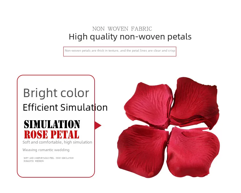 Wedding Celebration Supplies 1000 Pieces Non-Woven Fabric Rose Petal Decorative Artificial Flowers Wedding Room Decoration Petals display picture 8