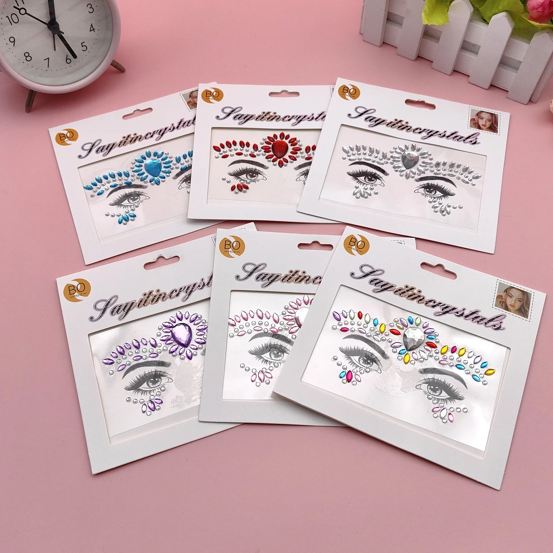 Children's Music Festival Makeup Special Effects Eye Face Water Drill Stickers Corner Eye Eyebrow Heart Stickers Performance display picture 2