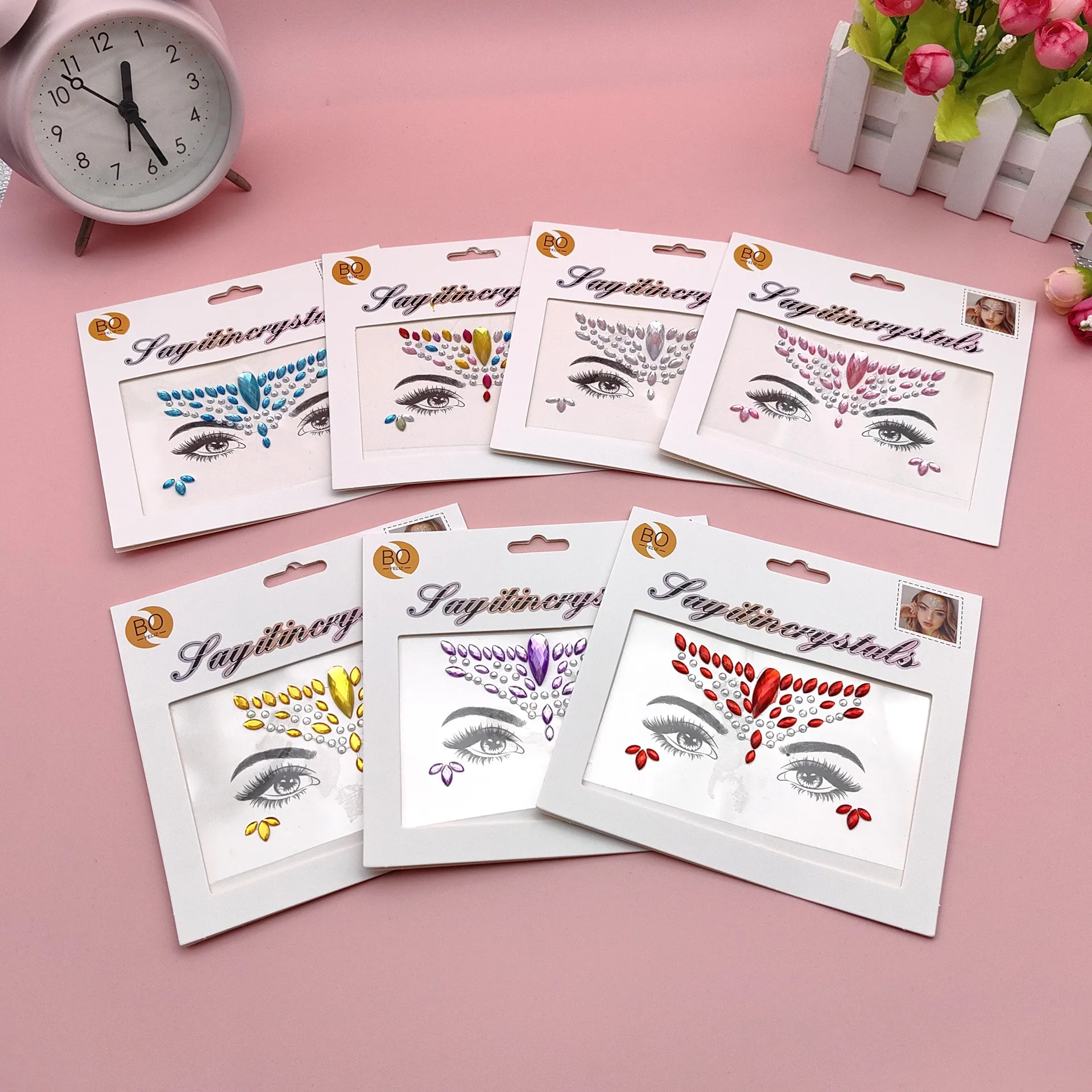 Children's Music Festival Makeup Special Effects Eye Face Water Drill Stickers Corner Eye Eyebrow Heart Stickers Performance display picture 4