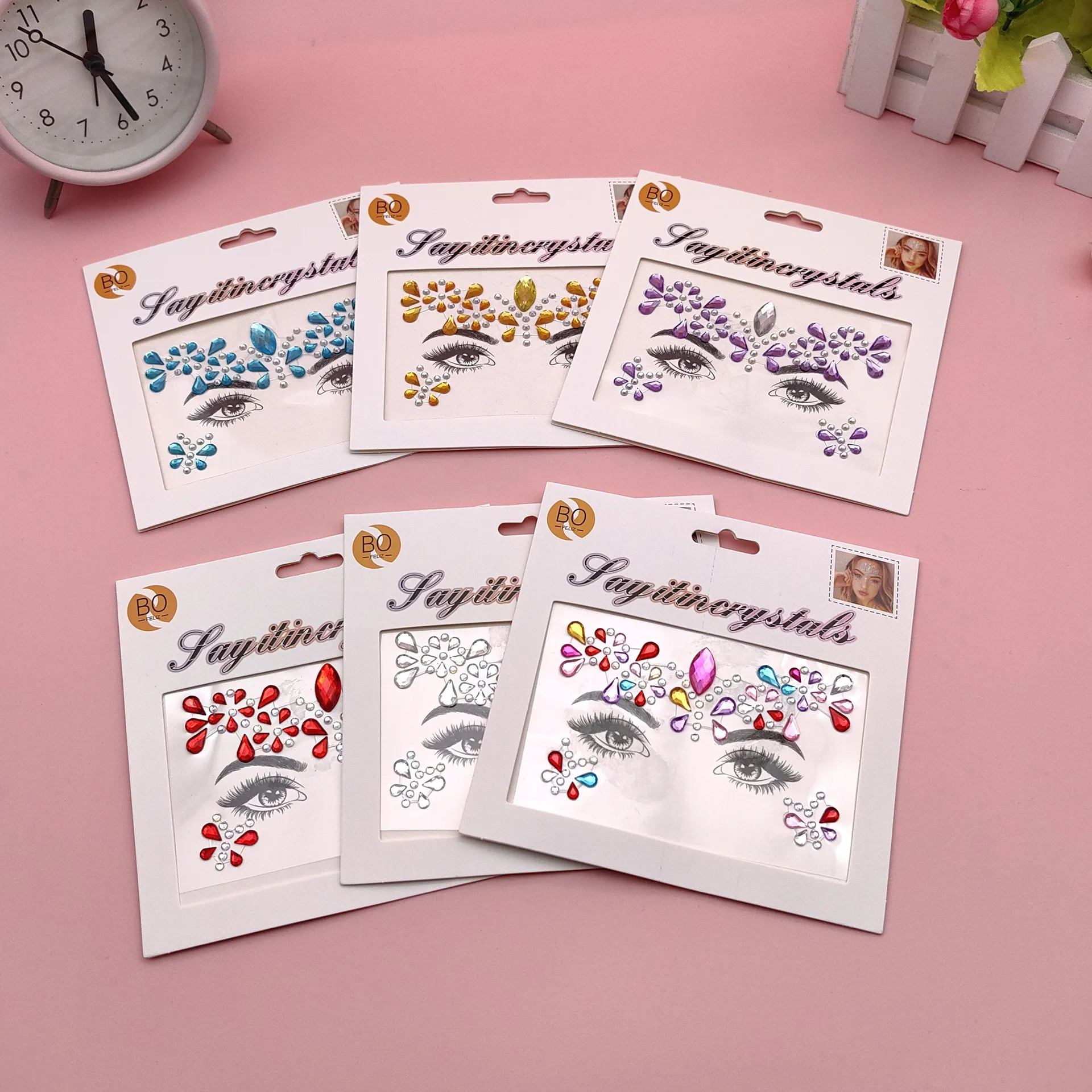 Children's Music Festival Makeup Special Effects Eye Face Water Drill Stickers Corner Eye Eyebrow Heart Stickers Performance display picture 6
