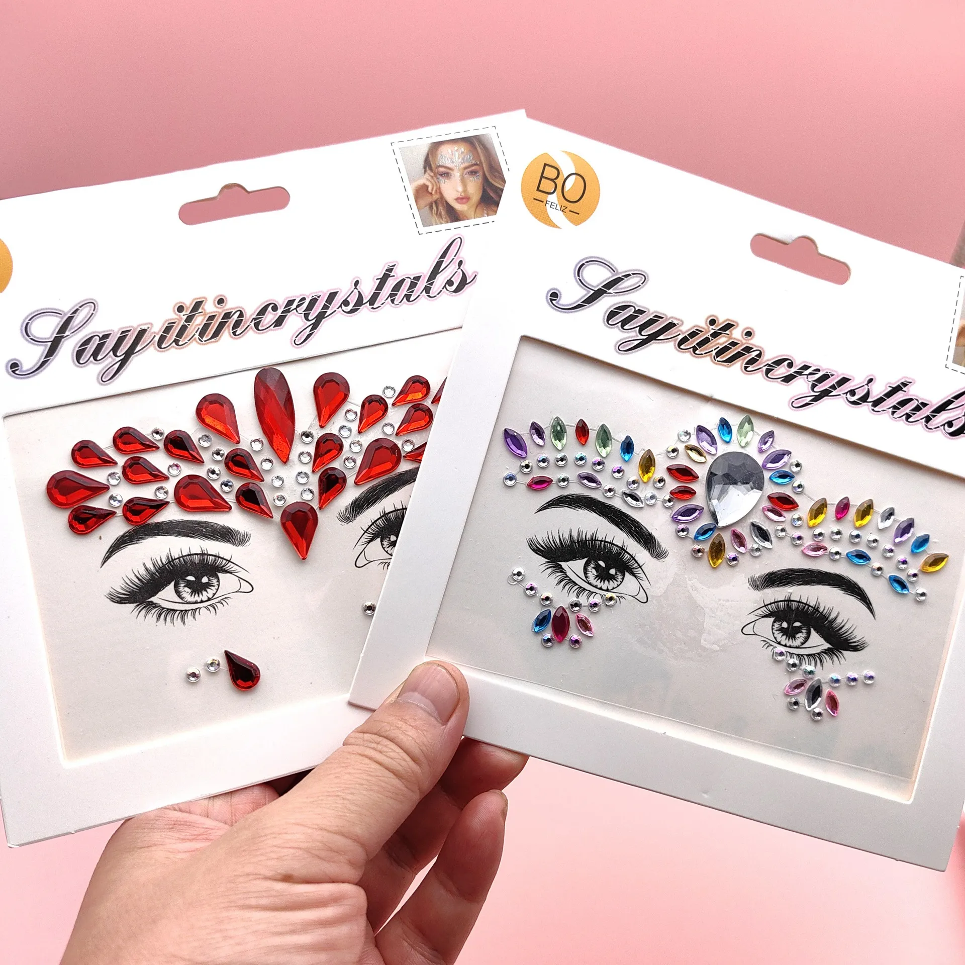 Children's Music Festival Makeup Special Effects Eye Face Water Drill Stickers Corner Eye Eyebrow Heart Stickers Performance display picture 7