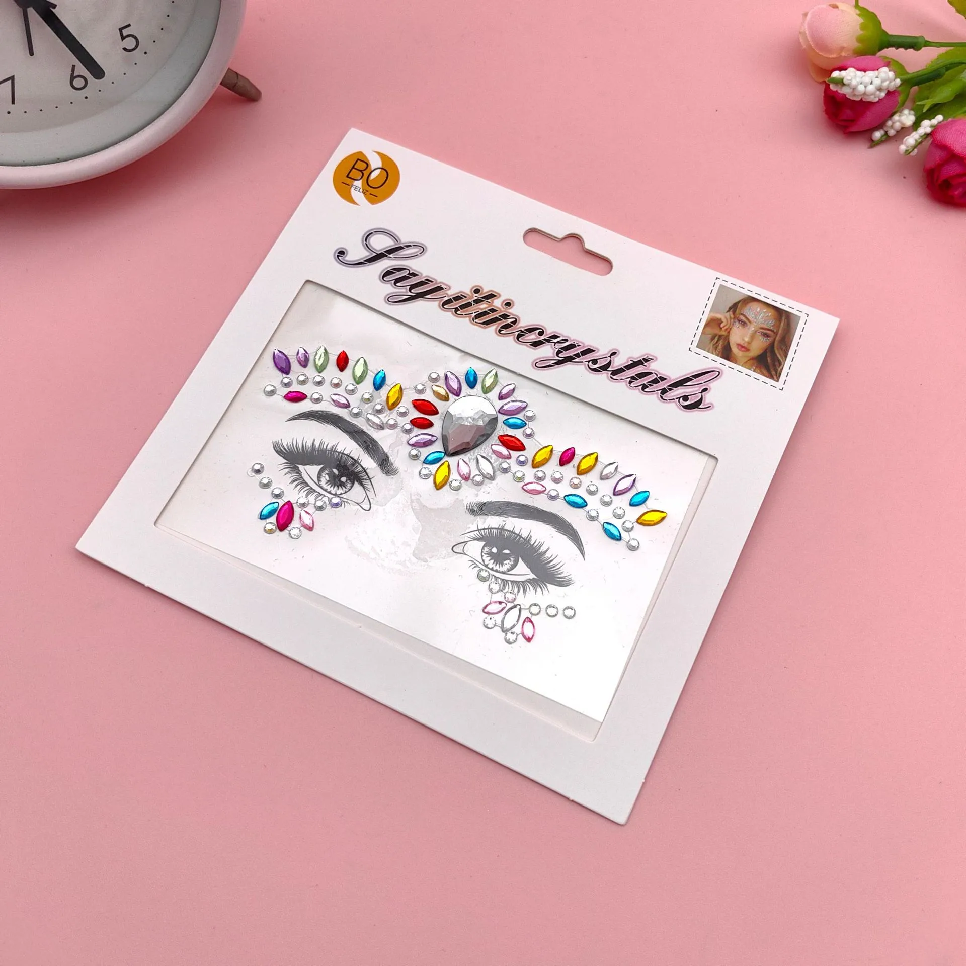 Children's Music Festival Makeup Special Effects Eye Face Water Drill Stickers Corner Eye Eyebrow Heart Stickers Performance display picture 8
