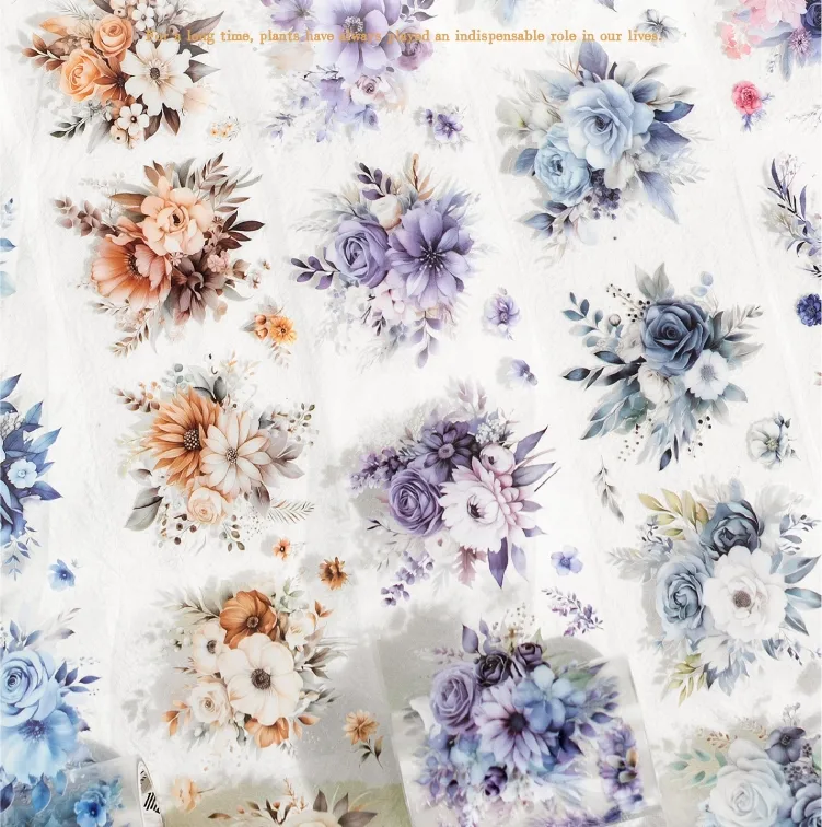 1 Set Plant Flowers School PET Retro Maximalism Artistic Adhesive Tape display picture 1