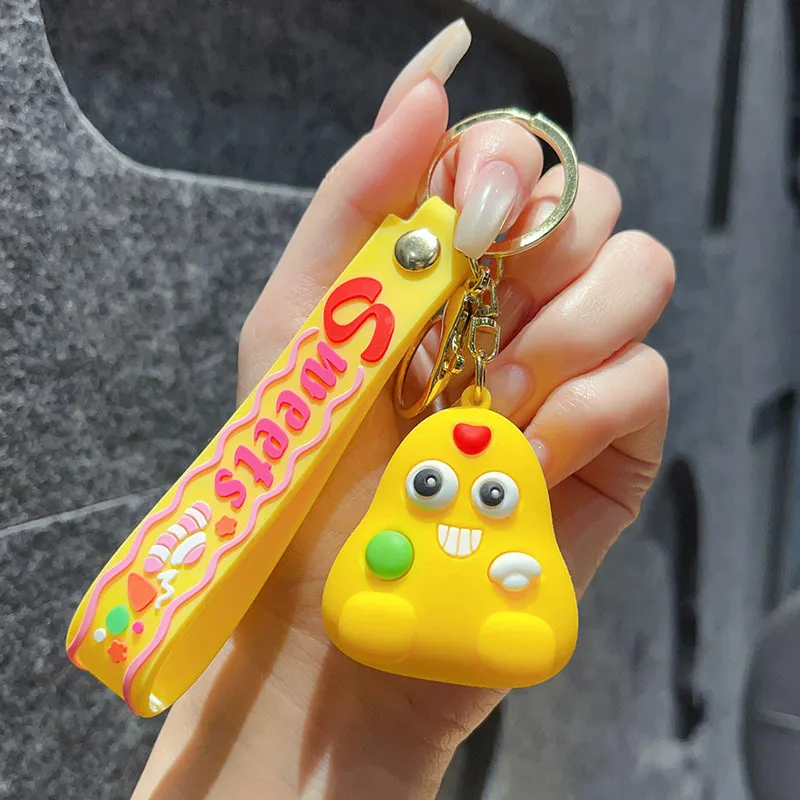 1 Piece IG Style Cute Simple Style Ice Cream Hamburger French Fries Alloy Soft Glue Inlay PVC Soft Rubber Imitation Gold  Lobster Trigger Clasp Closure Keychain display picture 5