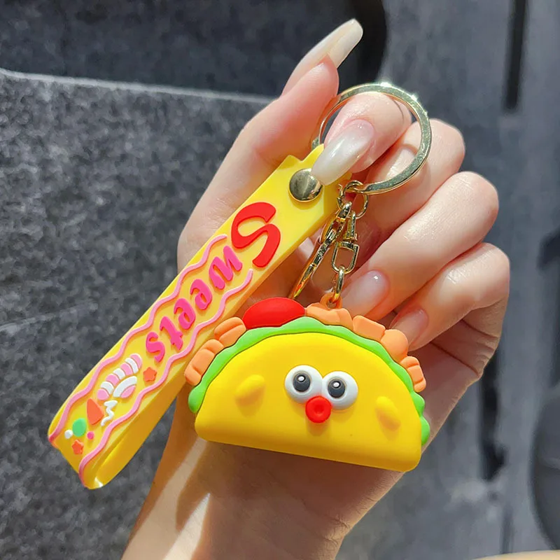 1 Piece IG Style Cute Simple Style Ice Cream Hamburger French Fries Alloy Soft Glue Inlay PVC Soft Rubber Imitation Gold  Lobster Trigger Clasp Closure Keychain display picture 4