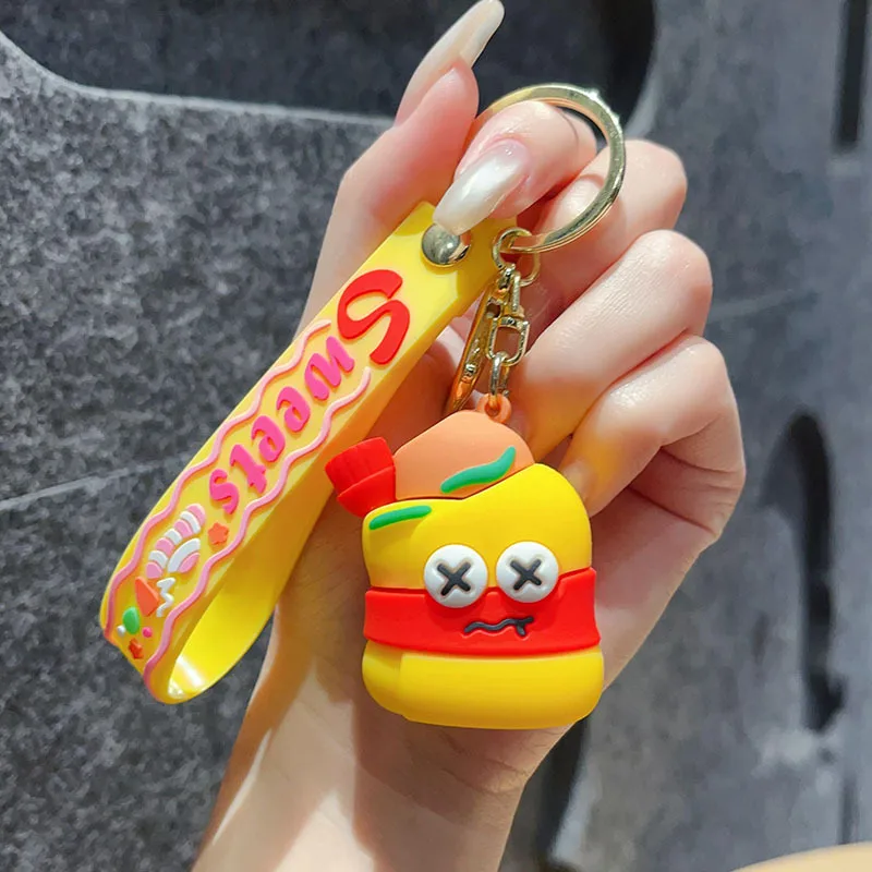 1 Piece IG Style Cute Simple Style Ice Cream Hamburger French Fries Alloy Soft Glue Inlay PVC Soft Rubber Imitation Gold  Lobster Trigger Clasp Closure Keychain display picture 12