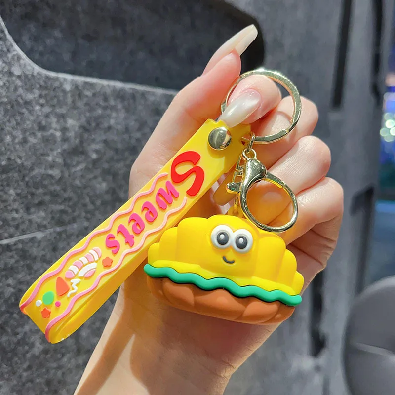 1 Piece IG Style Cute Simple Style Ice Cream Hamburger French Fries Alloy Soft Glue Inlay PVC Soft Rubber Imitation Gold  Lobster Trigger Clasp Closure Keychain display picture 10