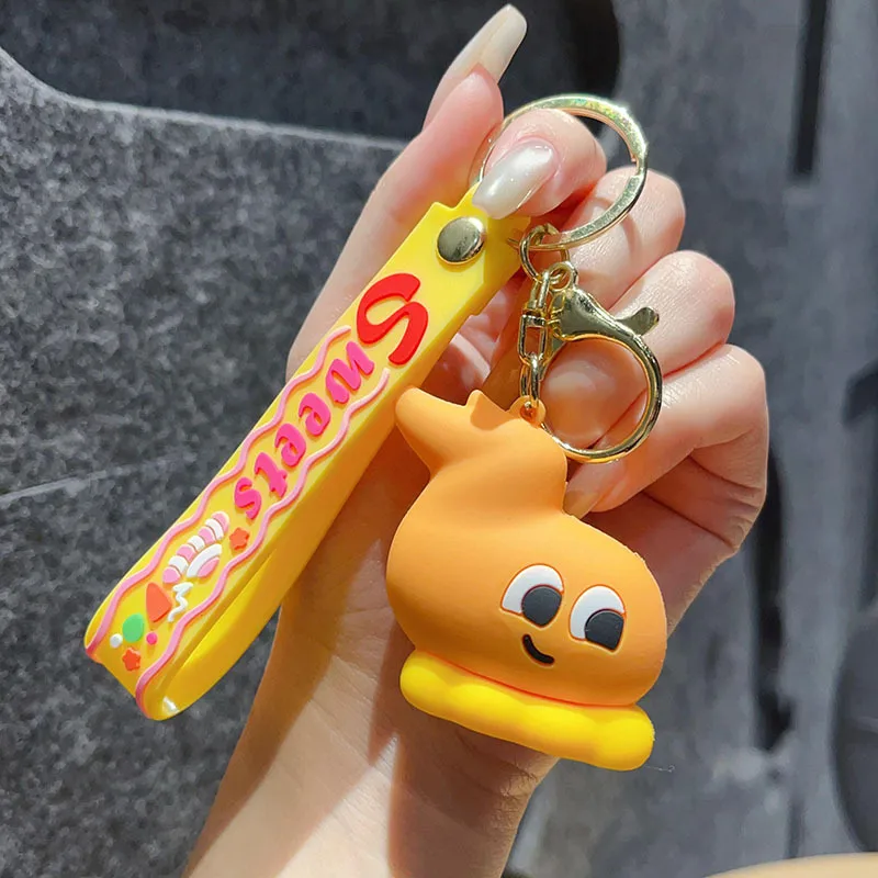 1 Piece IG Style Cute Simple Style Ice Cream Hamburger French Fries Alloy Soft Glue Inlay PVC Soft Rubber Imitation Gold  Lobster Trigger Clasp Closure Keychain display picture 11