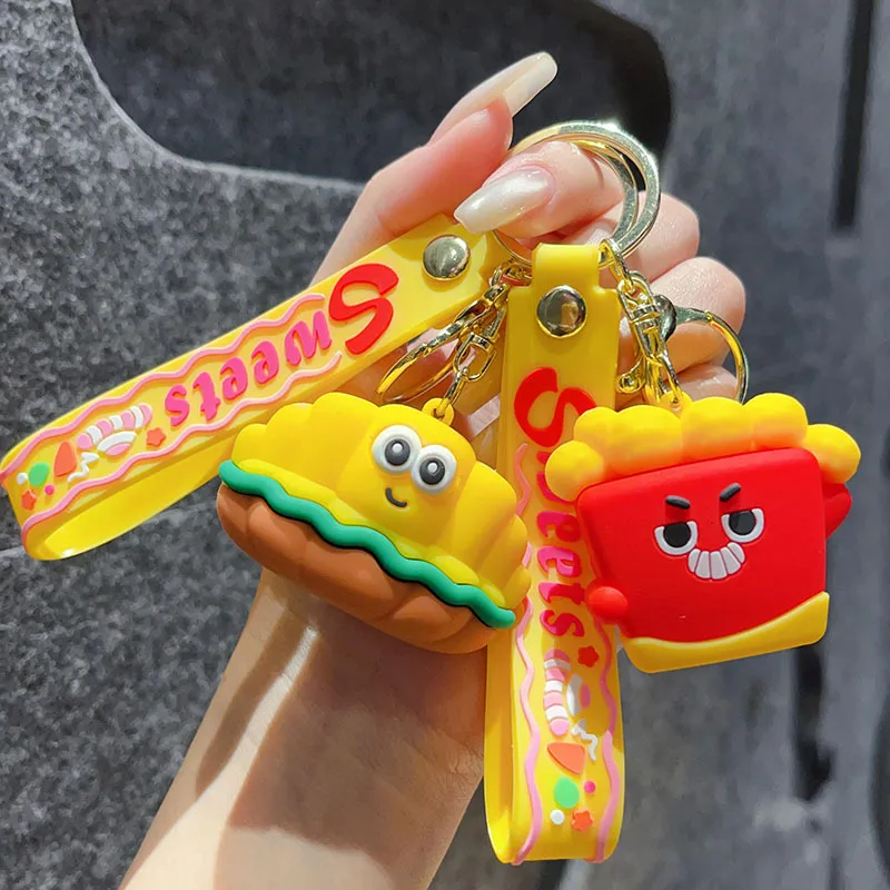 1 Piece IG Style Cute Simple Style Ice Cream Hamburger French Fries Alloy Soft Glue Inlay PVC Soft Rubber Imitation Gold  Lobster Trigger Clasp Closure Keychain display picture 13