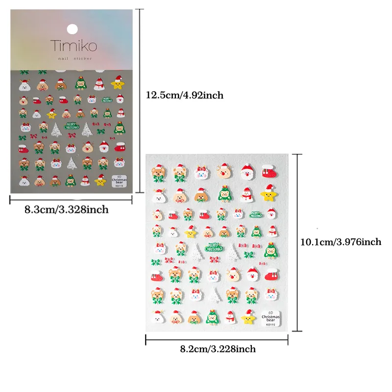 Cartoon Style Cute Christmas Christmas Hat Christmas Tree Santa Claus Nail Stickers Nail Decoration Accessories display picture 8