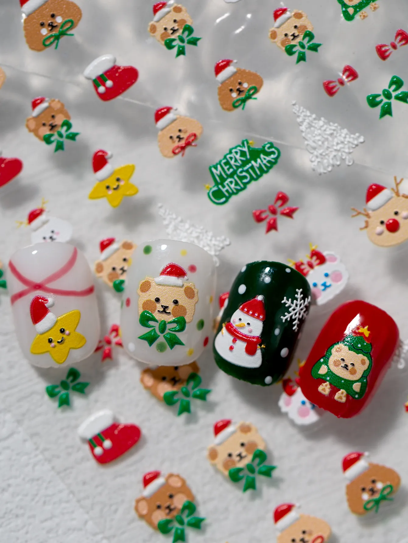 Cartoon Style Cute Christmas Christmas Hat Christmas Tree Santa Claus Nail Stickers Nail Decoration Accessories display picture 1