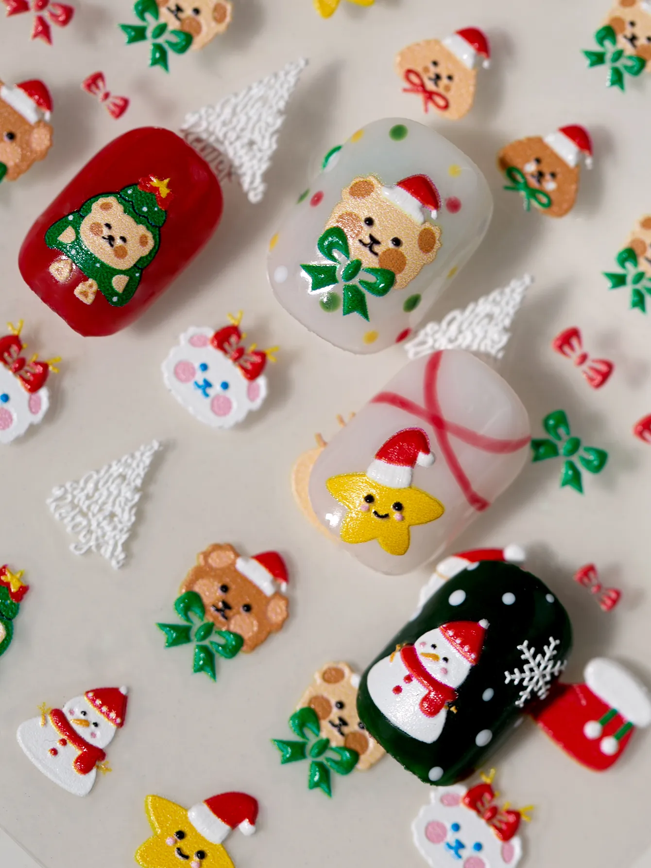 Cartoon Style Cute Christmas Christmas Hat Christmas Tree Santa Claus Nail Stickers Nail Decoration Accessories display picture 2