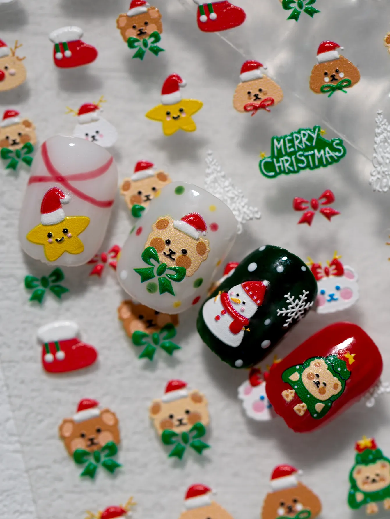 Cartoon Style Cute Christmas Christmas Hat Christmas Tree Santa Claus Nail Stickers Nail Decoration Accessories display picture 3