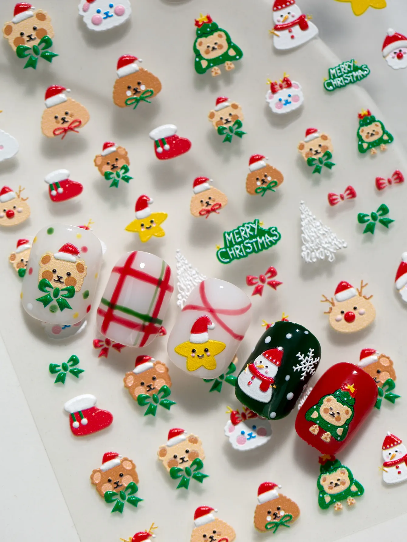 Cartoon Style Cute Christmas Christmas Hat Christmas Tree Santa Claus Nail Stickers Nail Decoration Accessories display picture 5