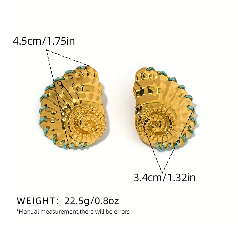 1 Pair Vacation Beach Conch 304 Stainless Steel 18K Gold Plated Ear Studs display picture 2