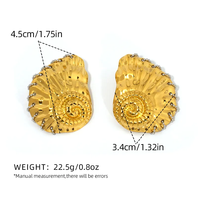 1 Pair Marine Style Beach Conch 304 Stainless Steel 18K Gold Plated Ear Studs display picture 2
