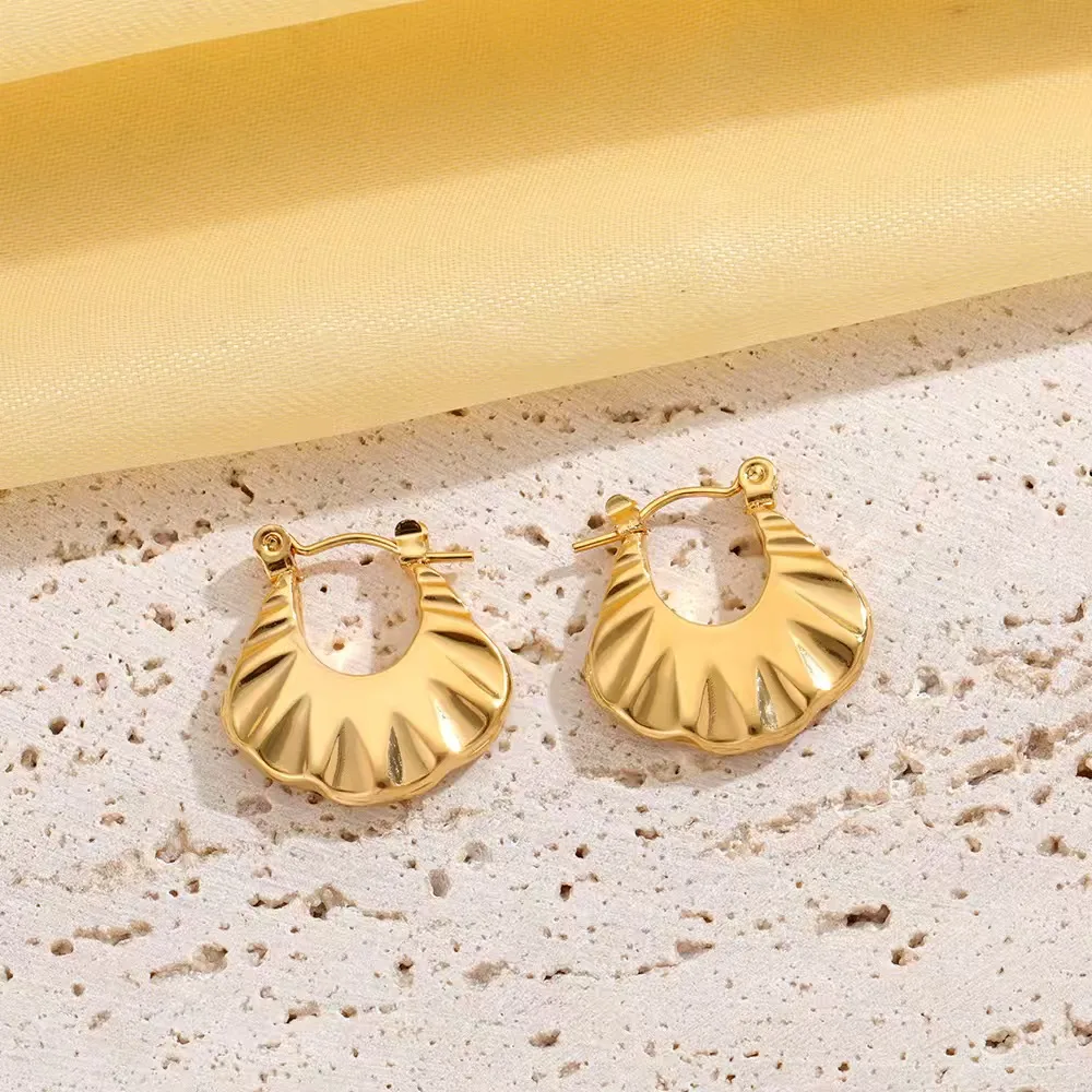 1 Pair Romantic Irregular Asymmetrical 304 Stainless Steel Imitation Gold  Hoop Earrings display picture 4