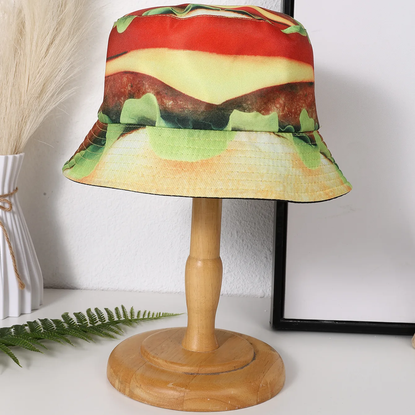Unisex Casual Preppy Style Hamburger Printing Wide Eaves Bucket Hat display picture 1