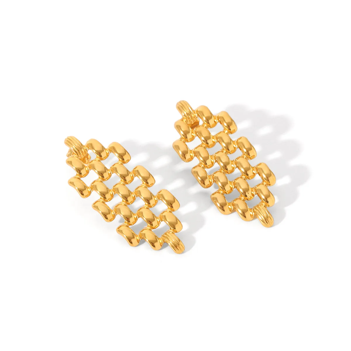 1 Pair IG Style Vintage Style Irregular Hollow Out 304 Stainless Steel Titanium Steel 18K Gold Plated Ear Studs display picture 7
