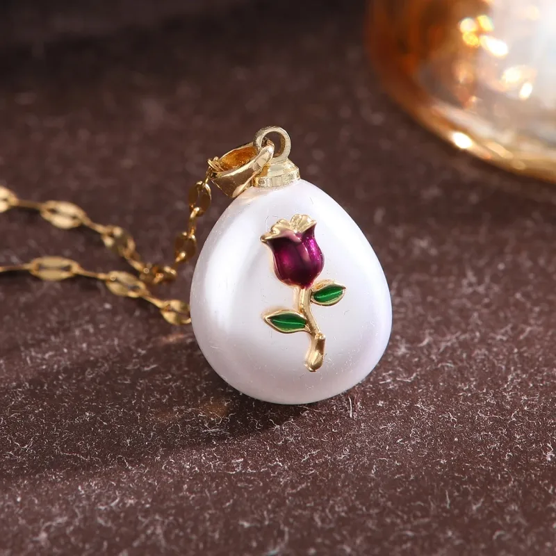 Streetwear Commute Moon Heart Shape Flower 201 Stainless Steel Copper Inlay Artificial Pearls Zircon Women's Pendant Necklace display picture 4