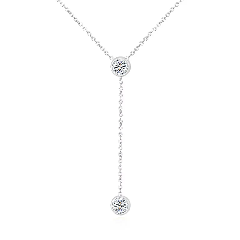Lady Sexy Shiny Letter Gem Alloy Titanium Steel Inlay Zircon 18K Gold Plated Unisex Y-Necklace display picture 2