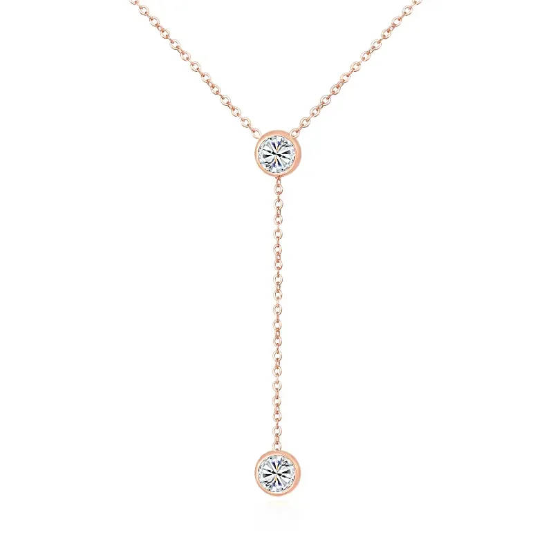 Lady Sexy Shiny Letter Gem Alloy Titanium Steel Inlay Zircon 18K Gold Plated Unisex Y-Necklace display picture 1