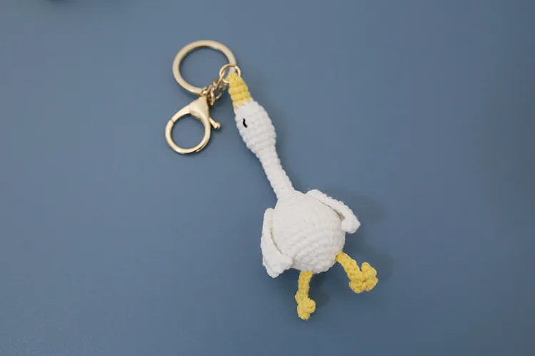 New Wool Woven Swan Pendant Lying Flat Goose Hand-crocheted Keychain Creative Hand-made Finished Product display picture 2