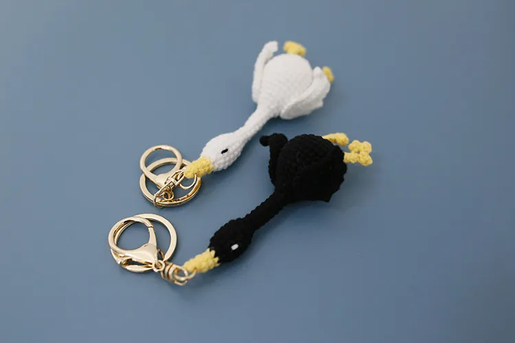 New Wool Woven Swan Pendant Lying Flat Goose Hand-crocheted Keychain Creative Hand-made Finished Product display picture 5