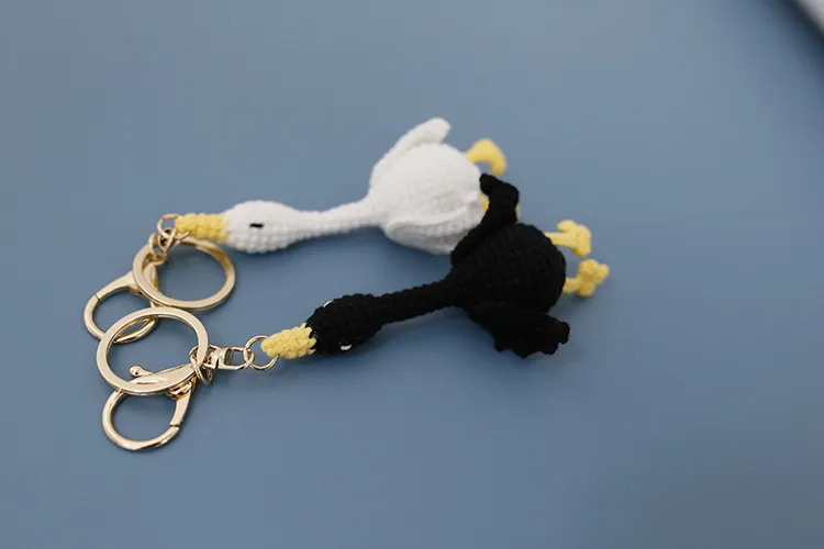 New Wool Woven Swan Pendant Lying Flat Goose Hand-crocheted Keychain Creative Hand-made Finished Product display picture 7