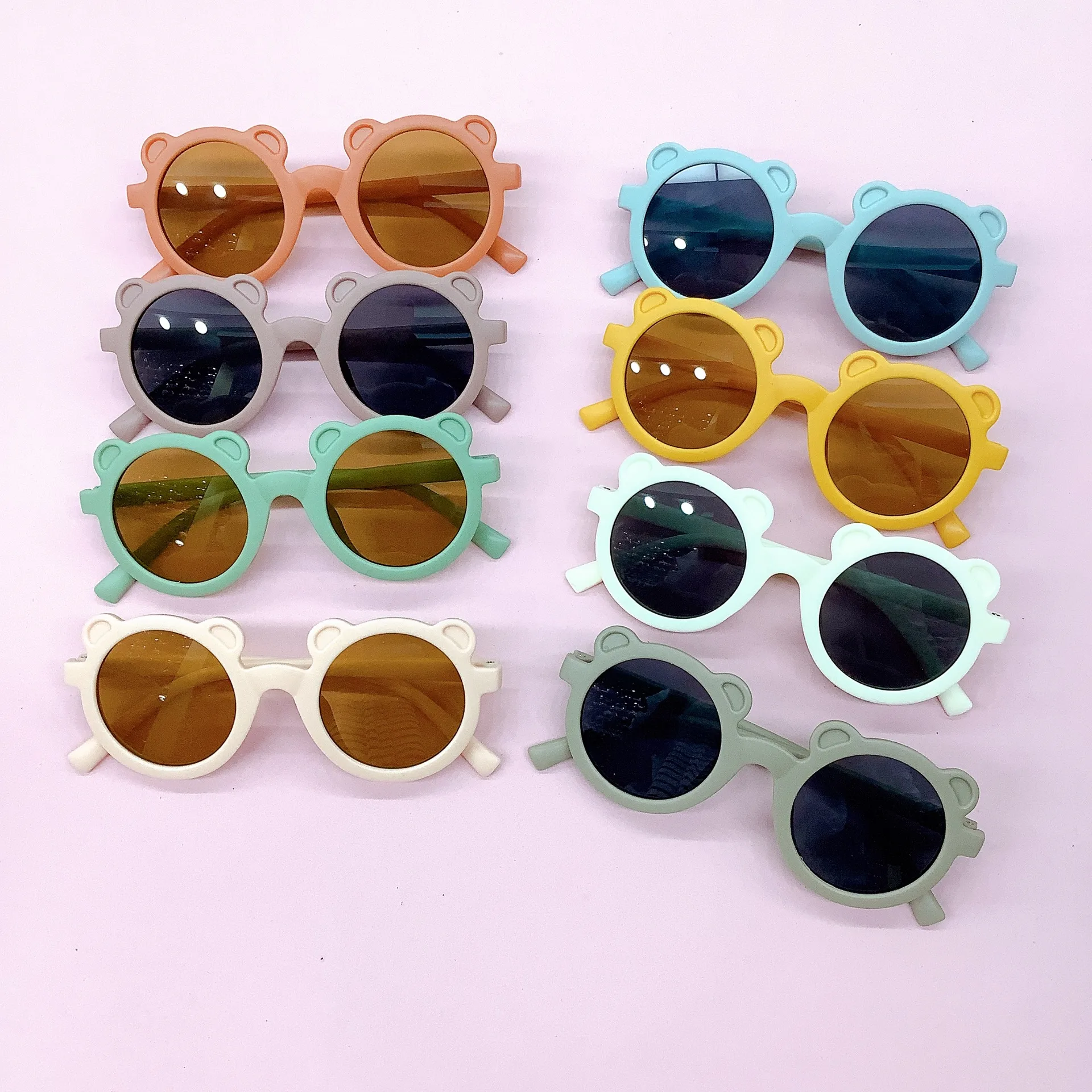 Retro Bear Matte UV400 Kids Sunglasses Unisex Children's Fashionable Sun Protection Glasses Non-Polarized Party Outing Fishing display picture 20