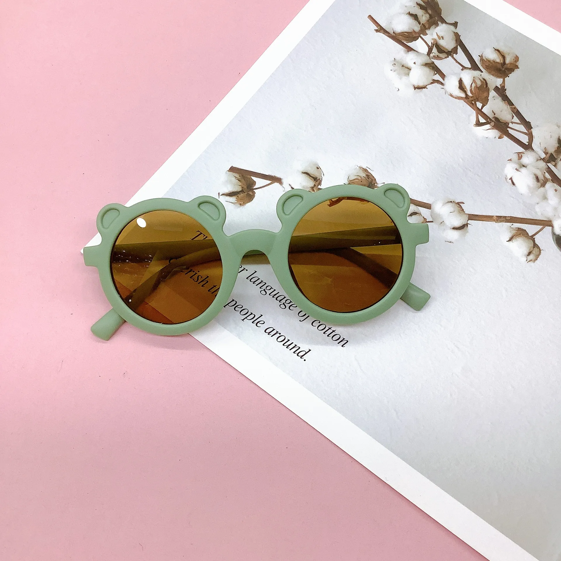 Retro Bear Matte UV400 Kids Sunglasses Unisex Children's Fashionable Sun Protection Glasses Non-Polarized Party Outing Fishing display picture 26