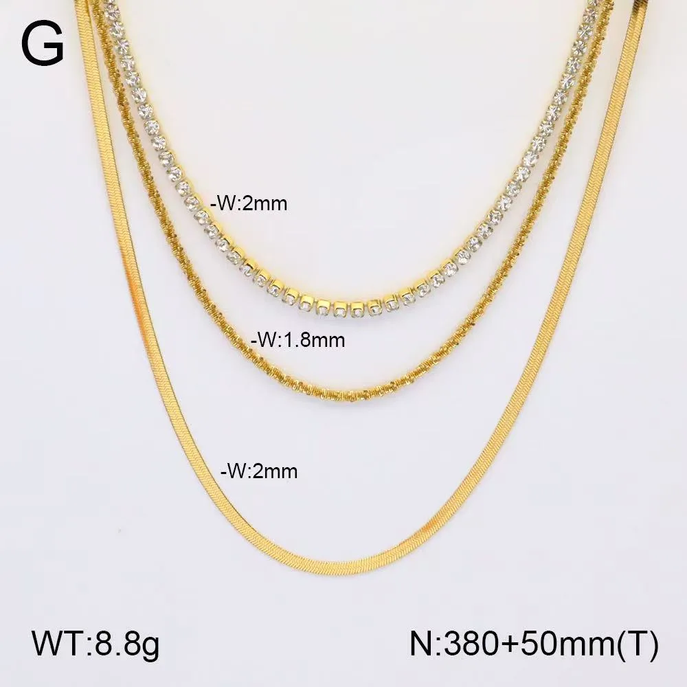 Classic Style Heart Shape 304 Stainless Steel Layered Rhinestones Zircon 18K Gold Plated Women's Three Layer Necklace display picture 2