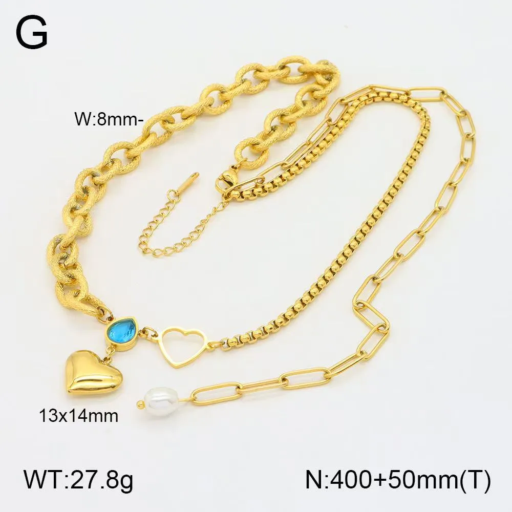 Classic Style Heart Shape 304 Stainless Steel Layered Rhinestones Zircon 18K Gold Plated Women's Three Layer Necklace display picture 3