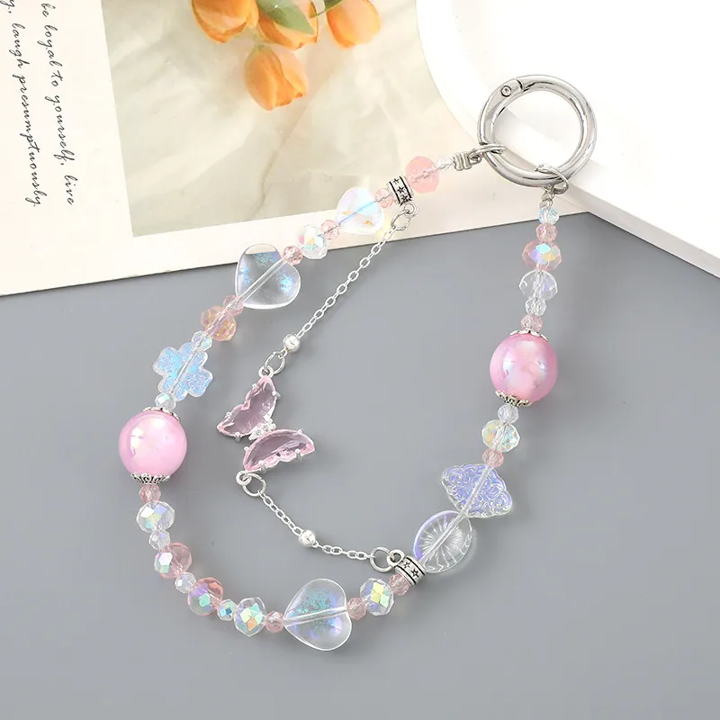 Artificial Crystal Alloy Heart Shape Butterfly Cute Modern Style Mobile Phone Chain Phone Cases display picture 3