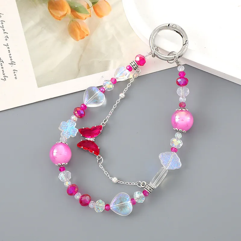 Artificial Crystal Alloy Heart Shape Butterfly Cute Modern Style Mobile Phone Chain Phone Cases display picture 5