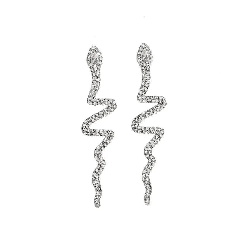 1 Pair Elegant Retro Snake Inlay Alloy Rhinestones Ear Studs display picture 4