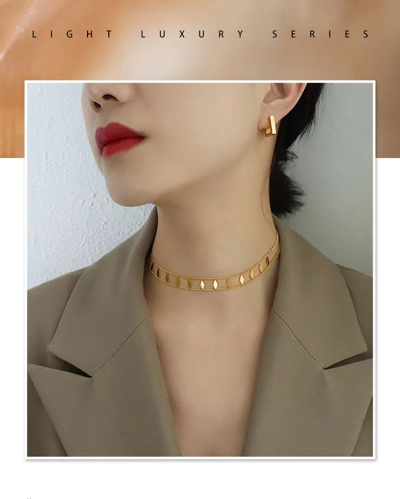 IG Style Commute Geometric Titanium Steel Plating Women's Choker display picture 1