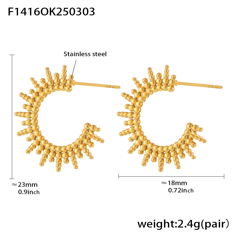 1 Pair Vacation Classic Style Sun Plating 304 Stainless Steel 18K Gold Plated Earrings display picture 1