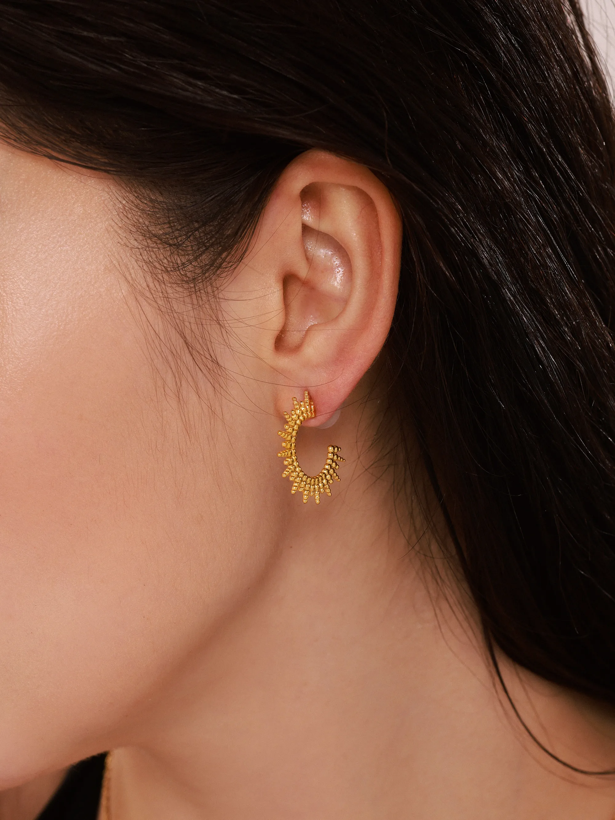 1 Pair Vacation Classic Style Sun Plating 304 Stainless Steel 18K Gold Plated Earrings display picture 2