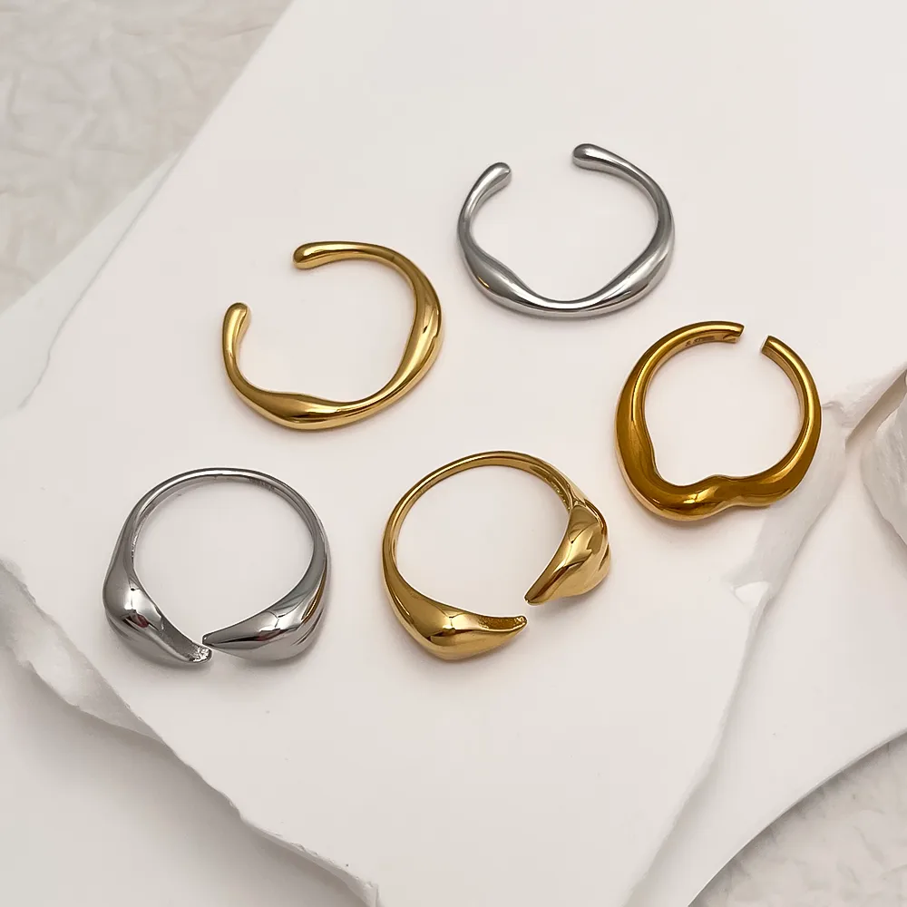 Simple Style Solid Color 304 Stainless Steel 18K Gold Plated Men's Rings display picture 12